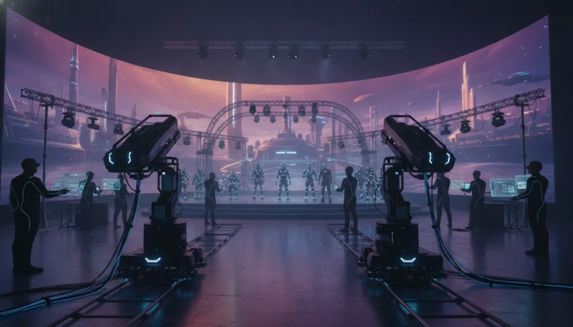 futuristic film production with advanced technology