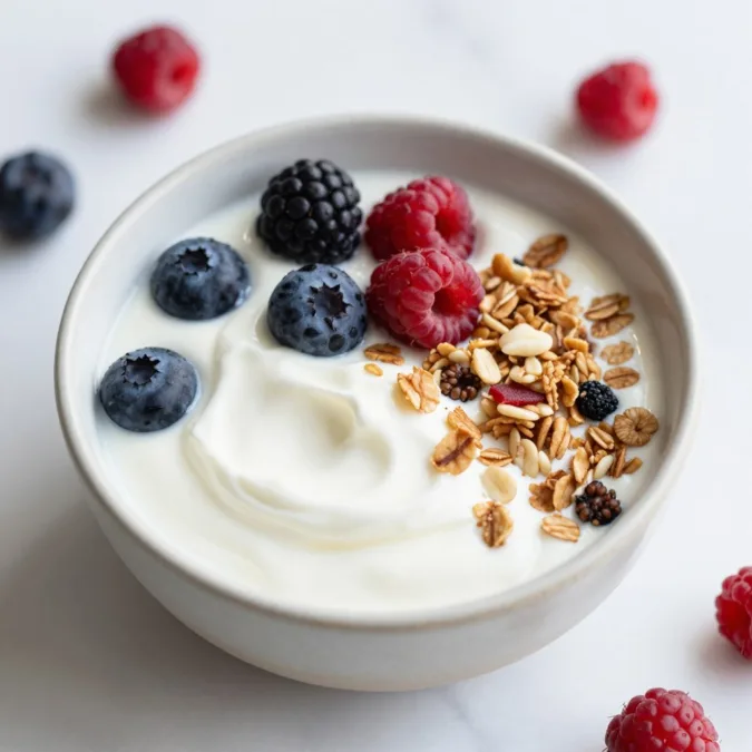 greek yogurt bowl with protein for muscle growth and hip development