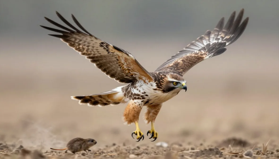 hawk diving from sky toward prey showing hunting behavior