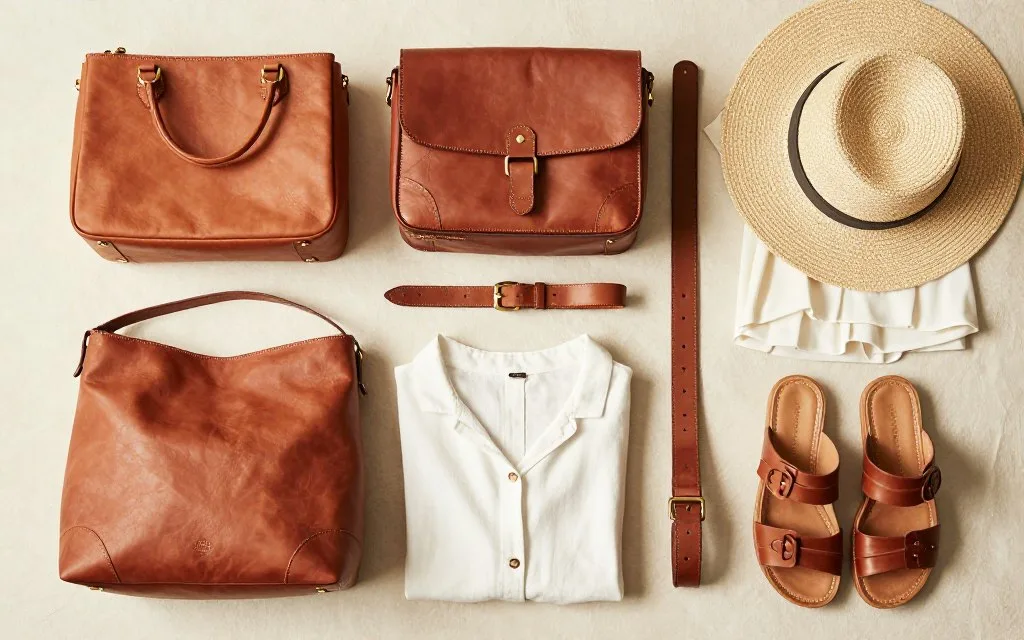 leather accessories styled with summer outfits