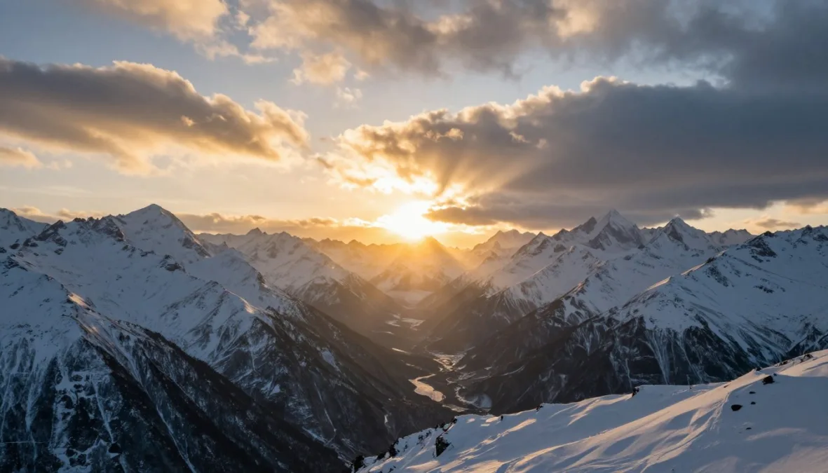 majestic mountain landscape at sunrise representing how great thou art worship song