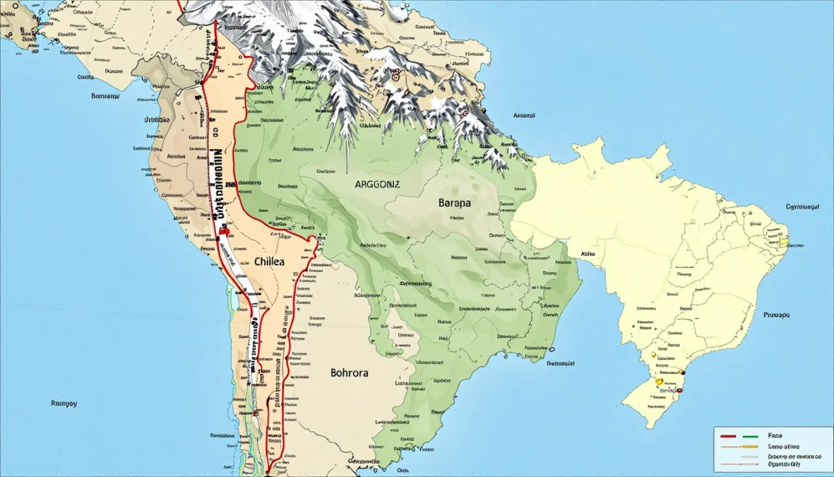 map of Argentina showing borders with Chile, Bolivia, Paraguay, Brazil, Uruguay