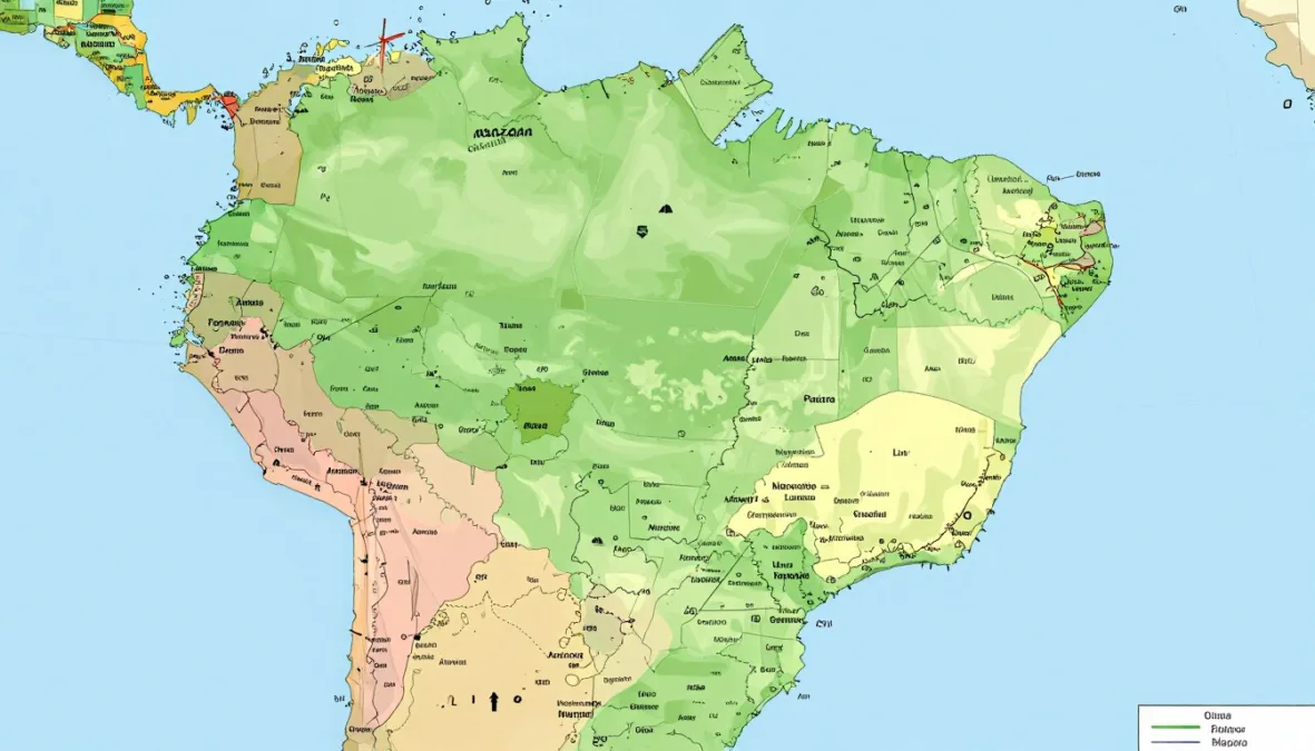 map of Brazil showing borders with all South American neighbors