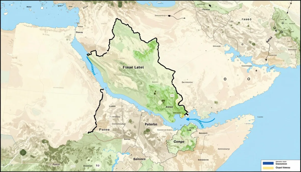 map of Democratic Republic of Congo showing borders with nine neighboring countries