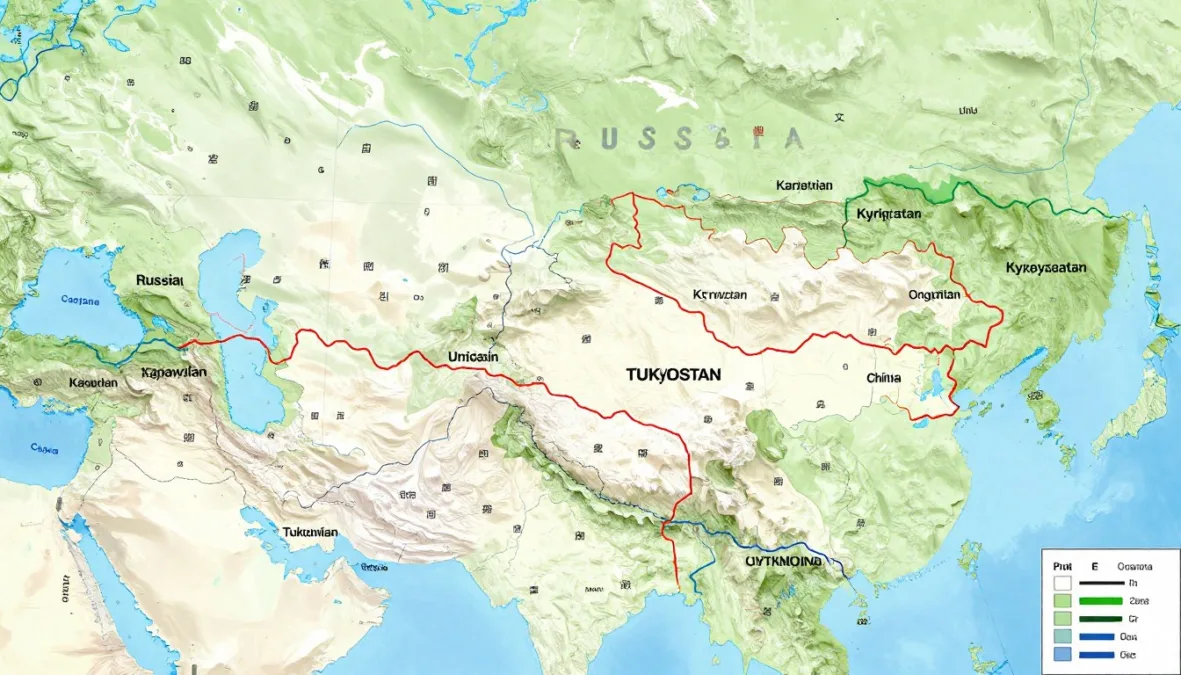 map of Kazakhstan showing borders with Russia, China, and Central Asian nations