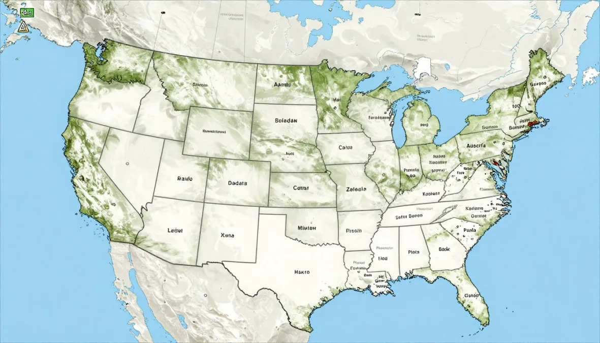 map showing United States land borders with Canada and Mexico