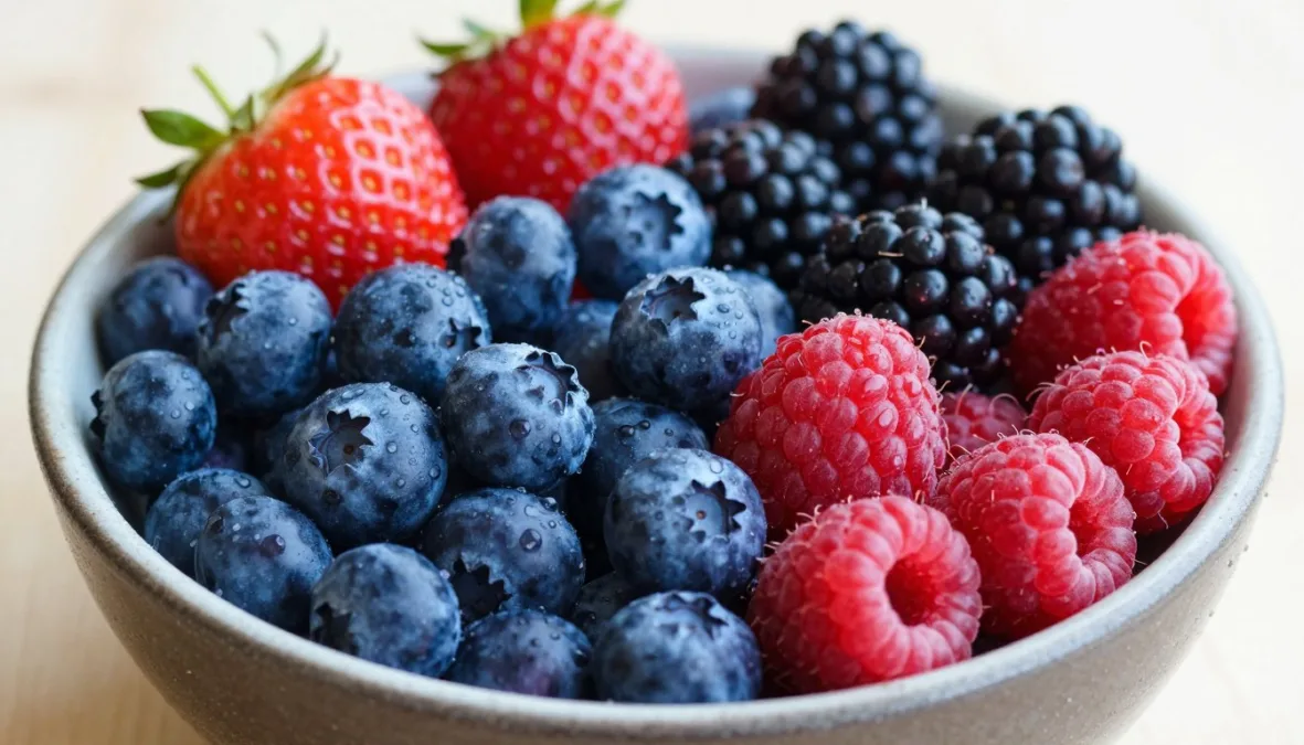 mixed berries including blueberries strawberries and raspberries for energy and antioxidants