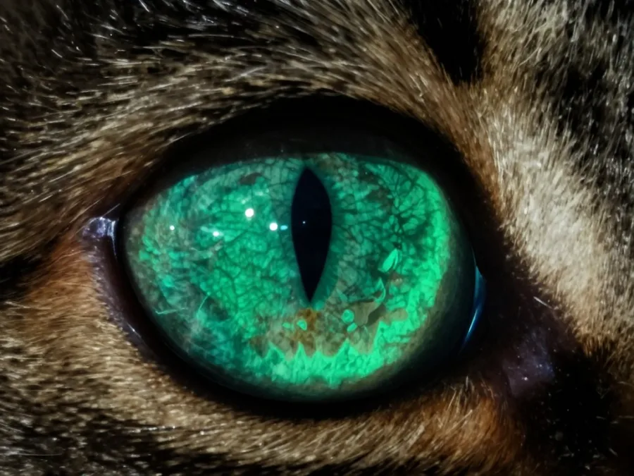 nocturnal animal eyes showing tapetum lucidum reflection at night