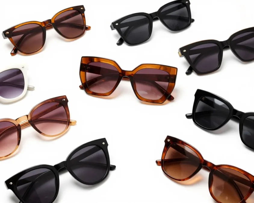 oversized sunglasses trend 2026 collection featuring cat-eye geometric frames colored lenses fashion accessory