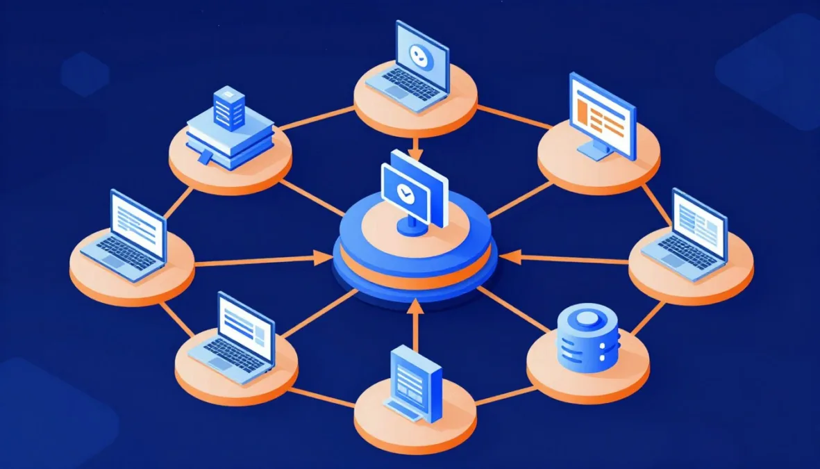programmatic advertising technology illustration showing real-time bidding process