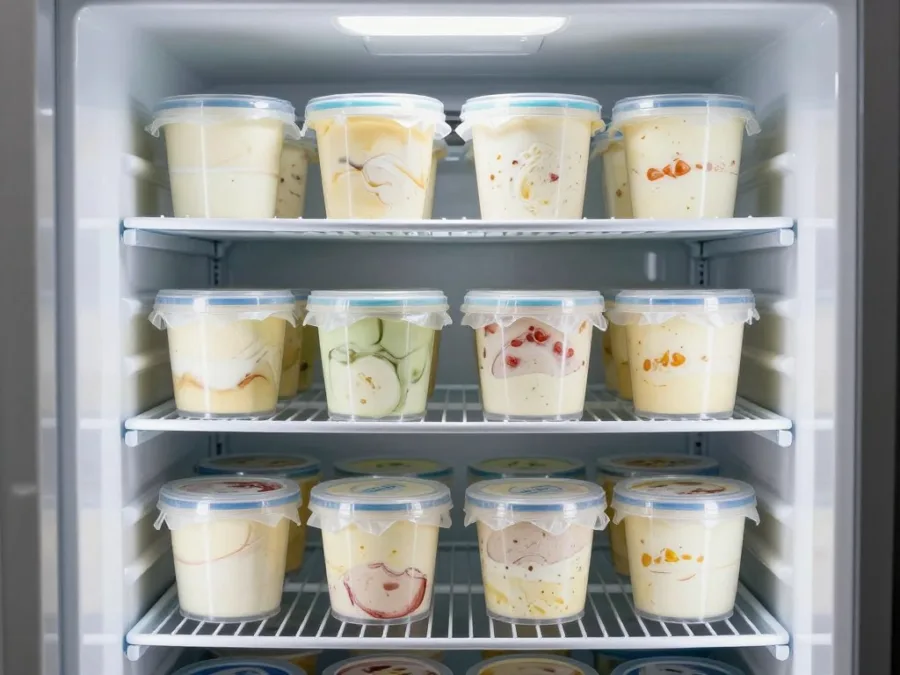 properly stored ice cream in freezer