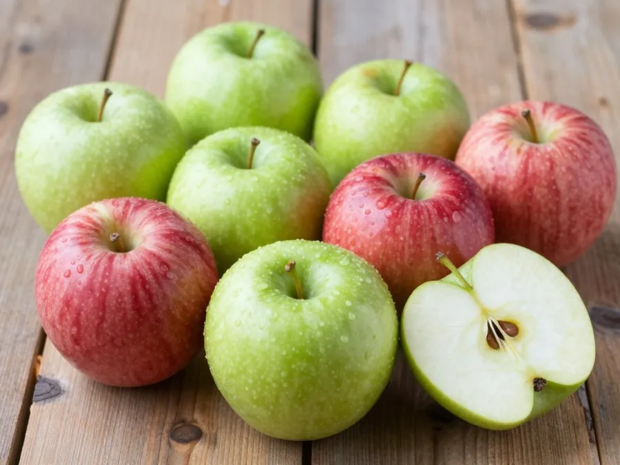 red and green apples providing fiber and natural energy