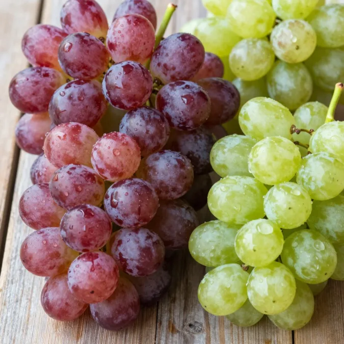 red and green grapes providing quick natural sugars for energy