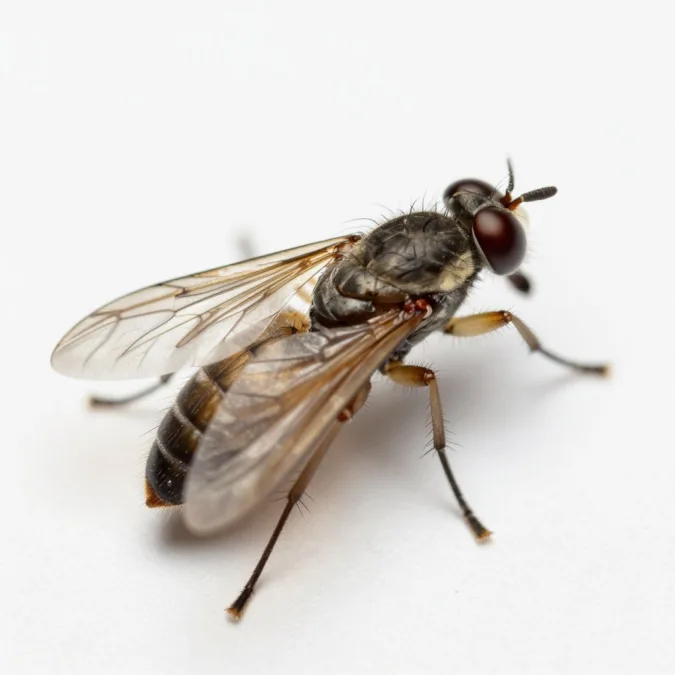 sand fly close up showing small size and hairy body characteristic of disease carriers