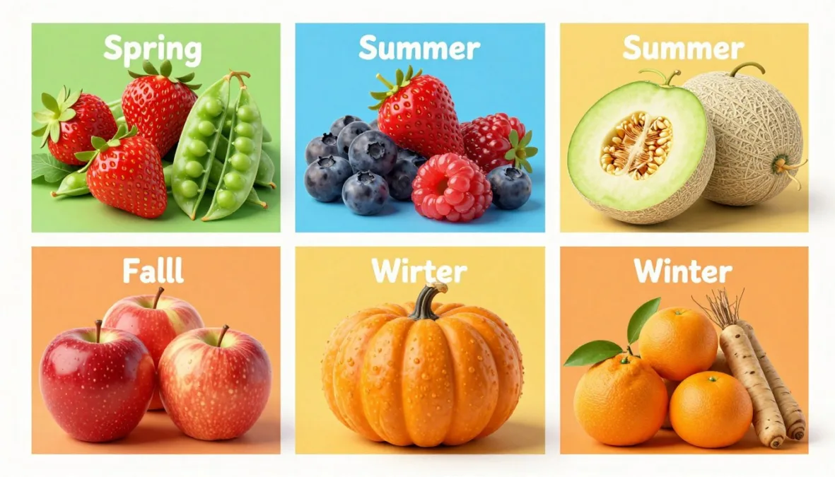 seasonal fruits and vegetables arranged by season