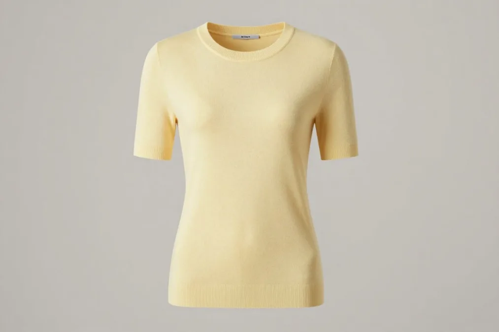 short sleeve knit top in butter yellow