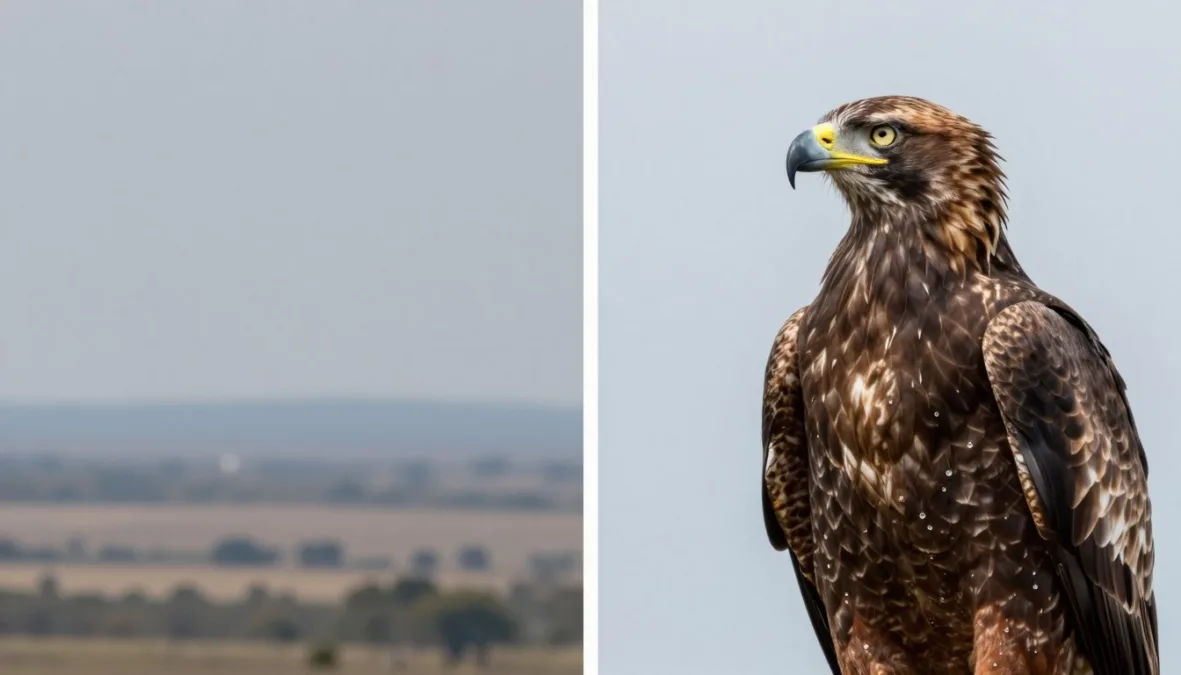 side by side comparison of what humans see versus what eagles see from same distance