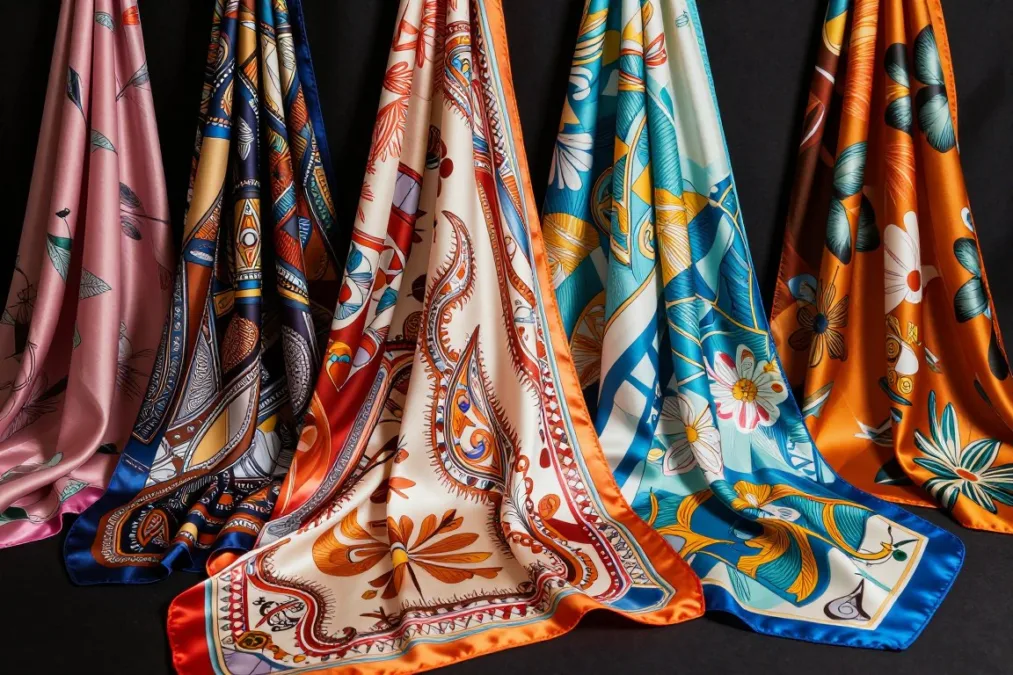 silk scarves collection 2026 trending accessories colorful prints patterns fashion styling