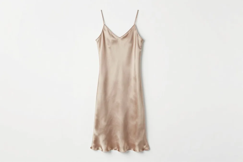 silk slip dress in neutral tone product photo