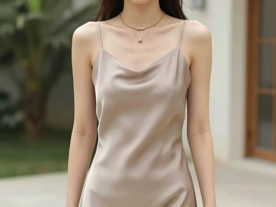 slip dress styled for summer wear