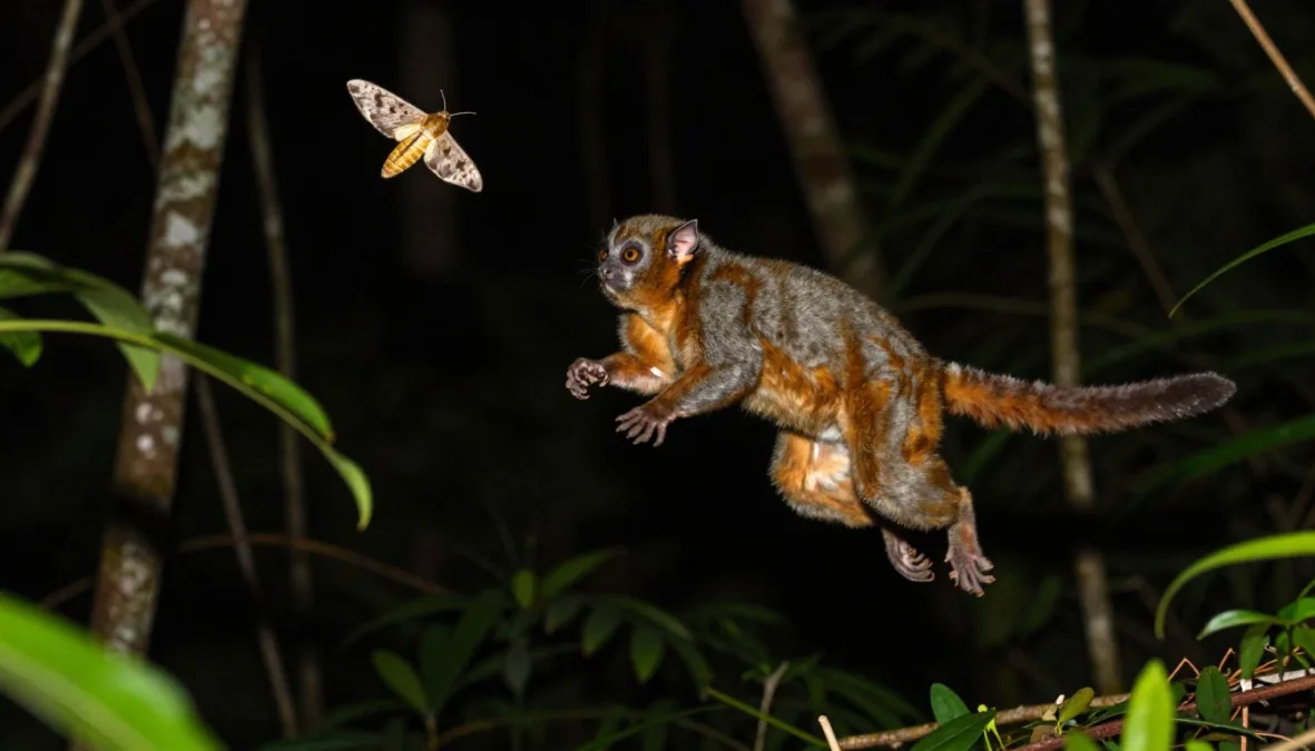 tarsier hunting insects at night using exceptional night vision