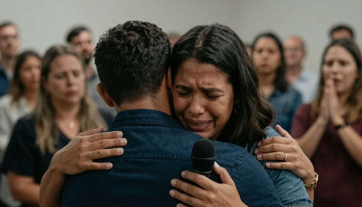 testimony moment in worship service representing goodness of god song