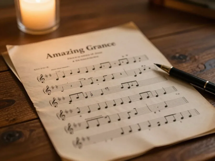 vintage amazing grace sheet music with candlelight