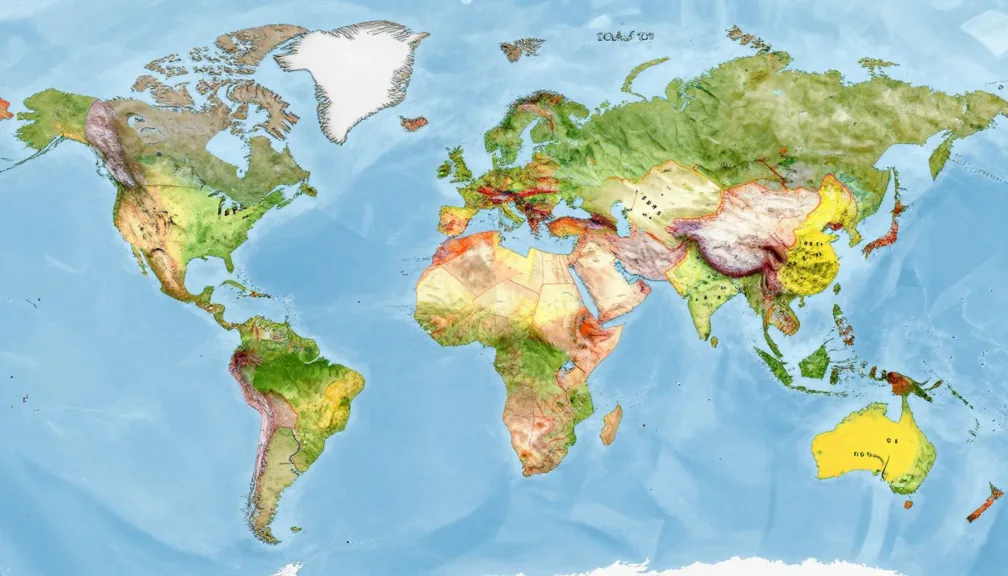 world map showing countries with the longest borders highlighted