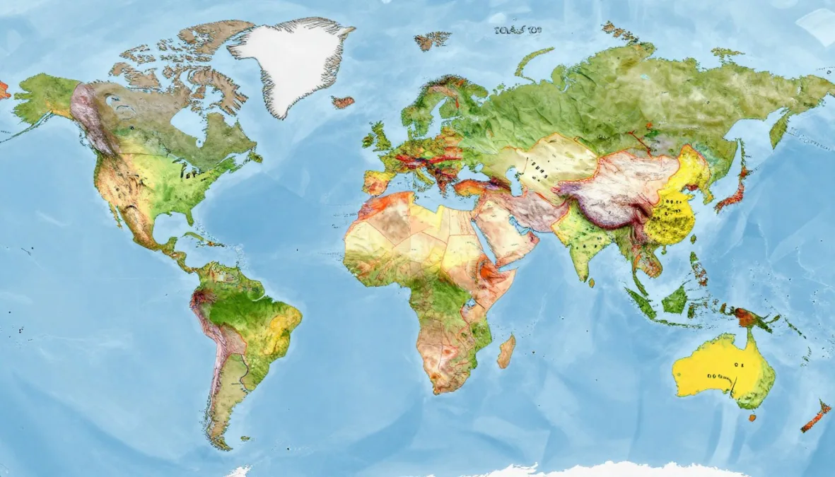 world map showing countries with the longest borders highlighted