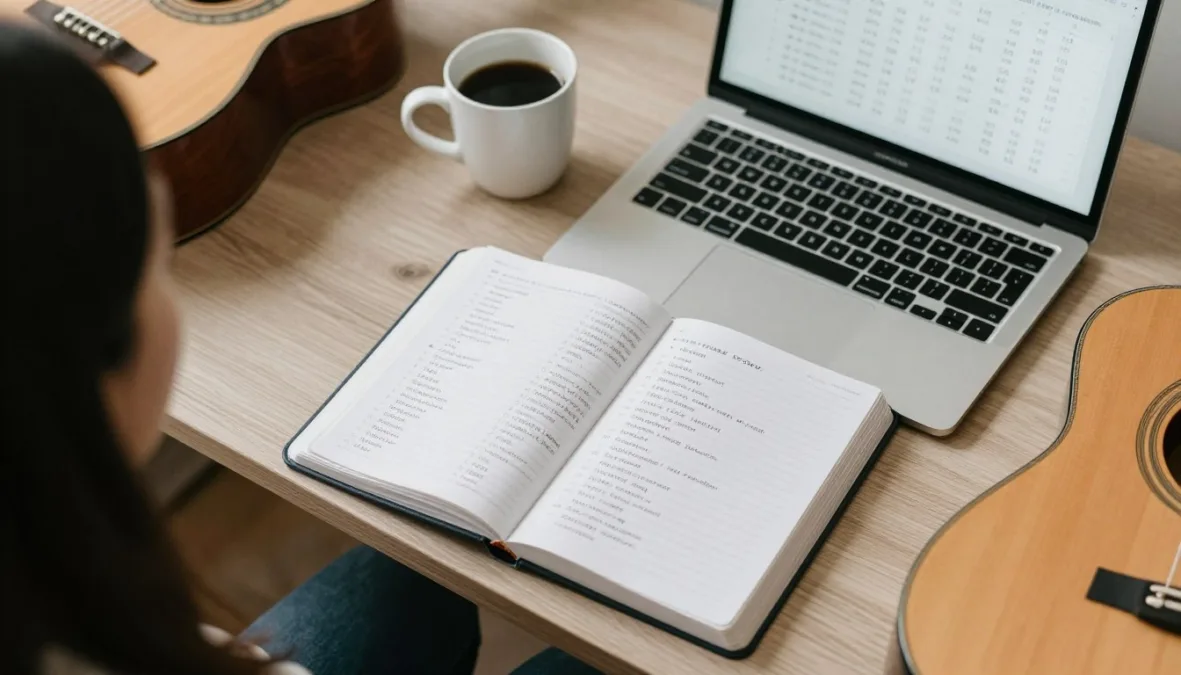 worship leader planning service with song list and bible