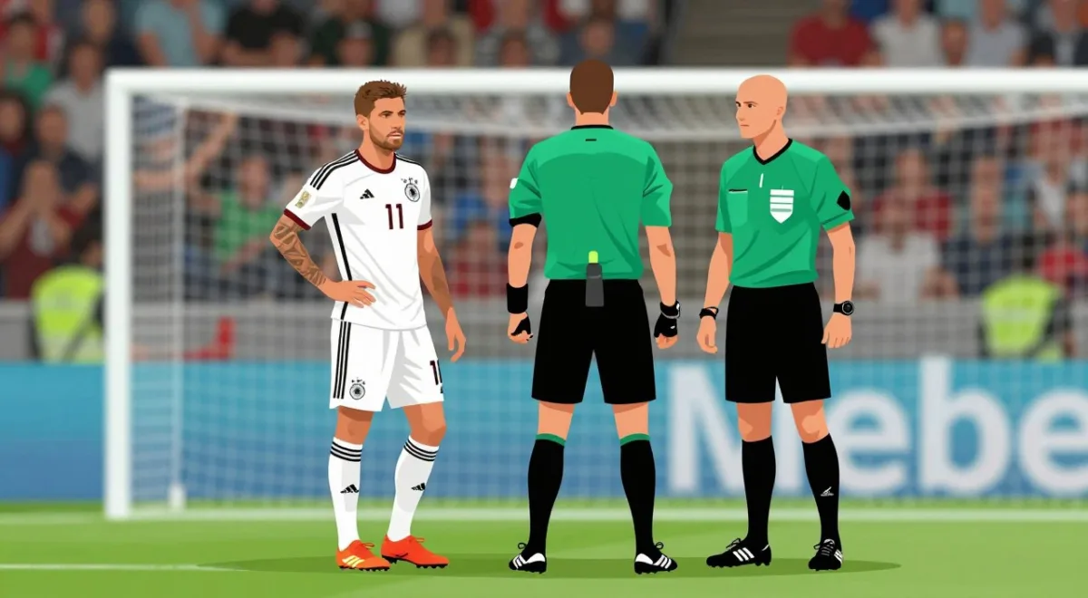Aaron Hunt corrects a penalty decision in football