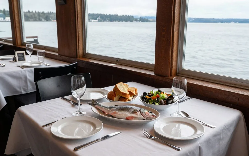 Anthony Edmonds seafood dining with Puget Sound views