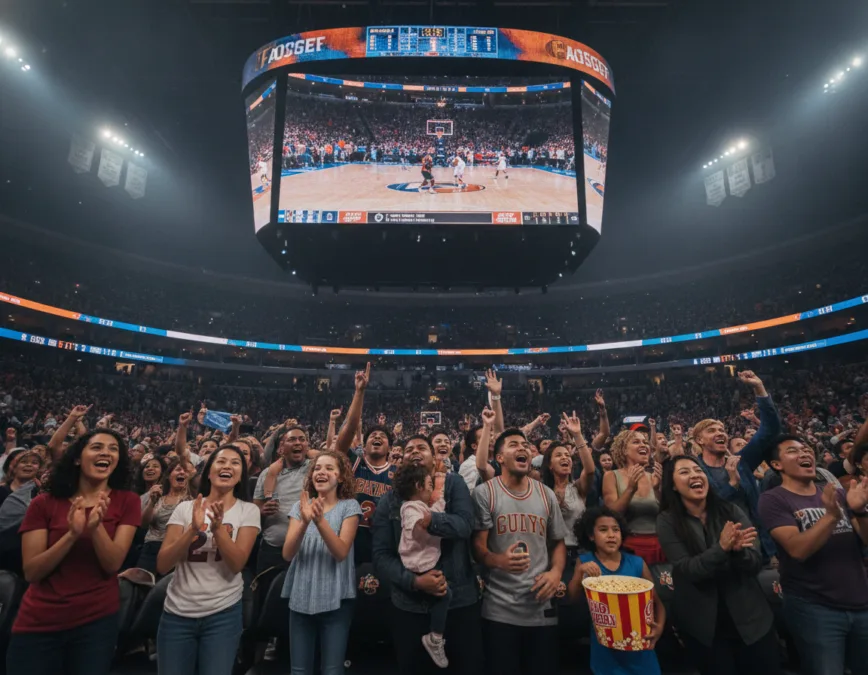 Basketball fans following a global sports star Basketball fans following a global sports star