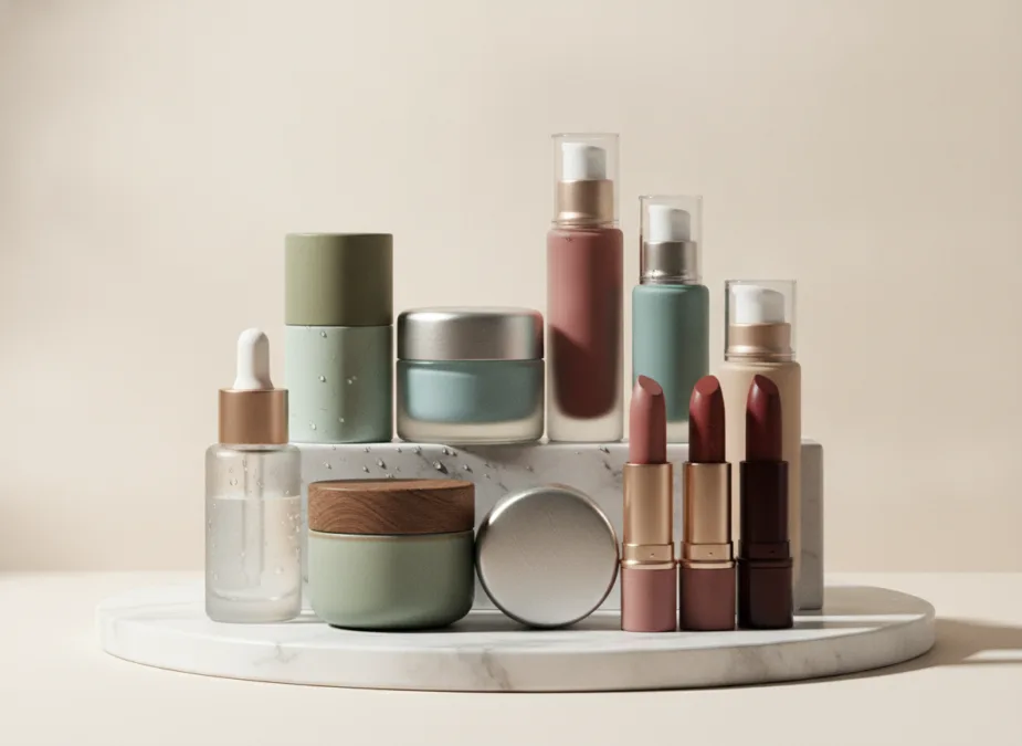 Beauty products arranged for a celebrity business story Beauty products arranged for a celebrity business story