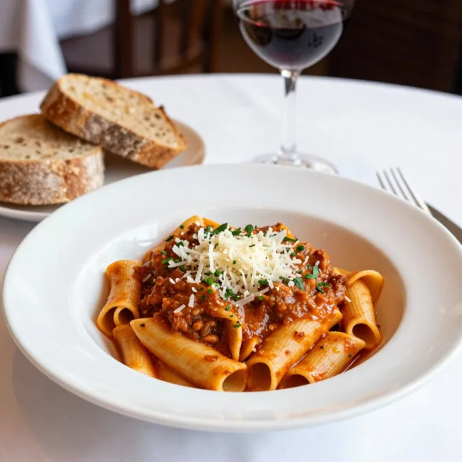 Bucatini Italian pasta dinner near downtown Edmonds