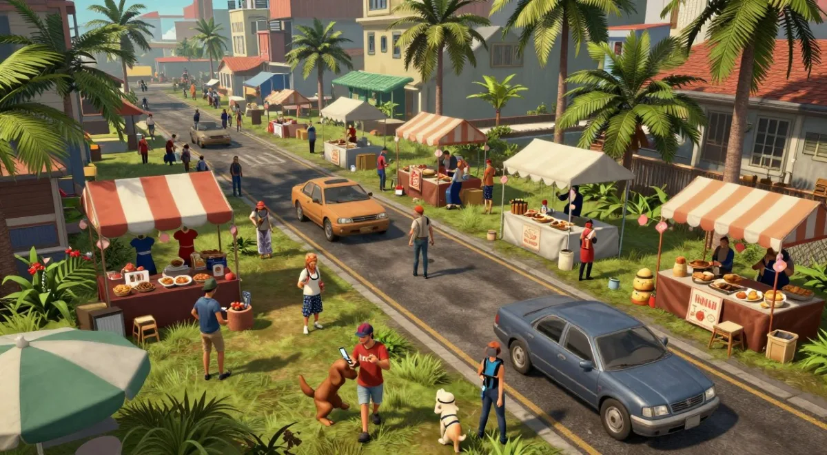 Crowded NPC activity and social interactions in GTA 6