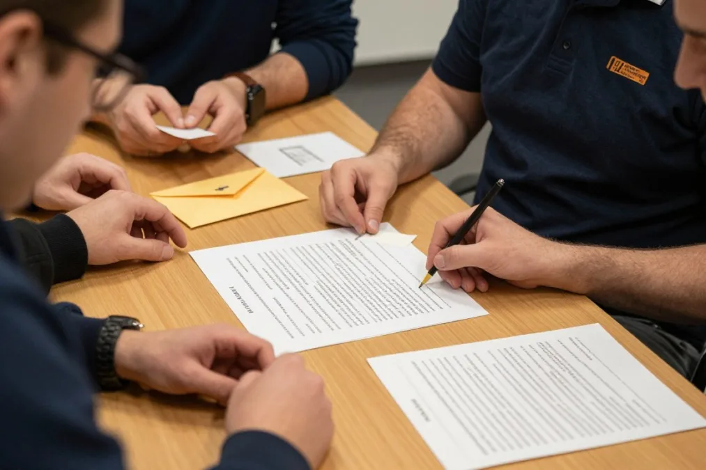 Fantasy football league choosing a charity donation from a ballot