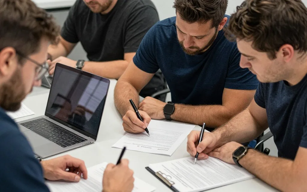 Fantasy football league members signing a safe punishment agreement