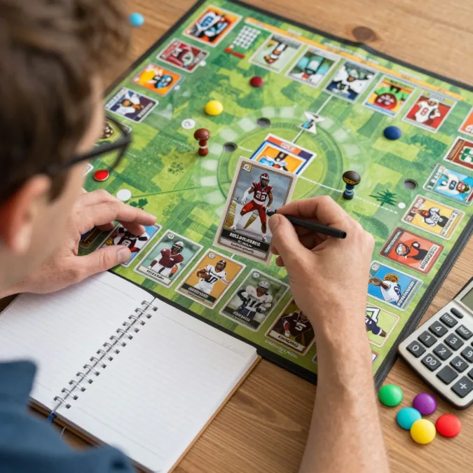 Fantasy football manager building a retro roster with player cards