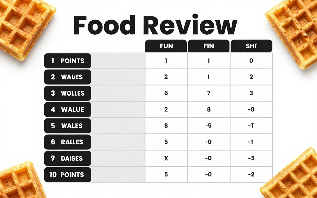 Food review scorecard using fantasy football language