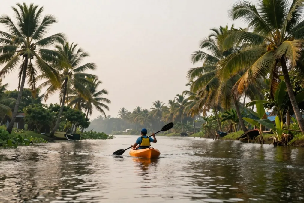 Kumarakom backwaters kayaking in Kerala