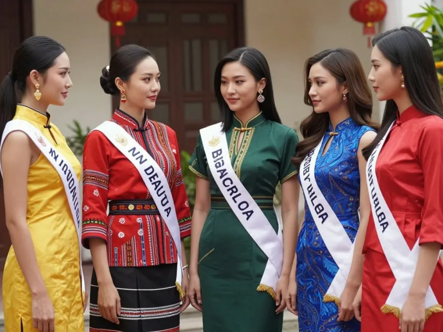 Miss World contestants gathered during cultural exchange