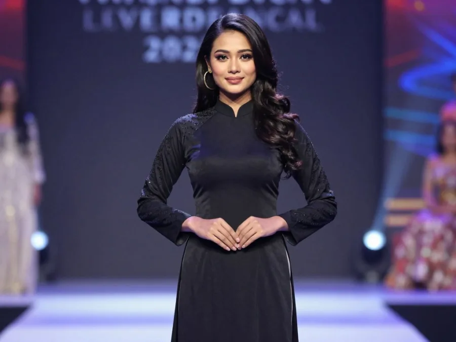 Nikita Porwal representing India at the Miss World final
