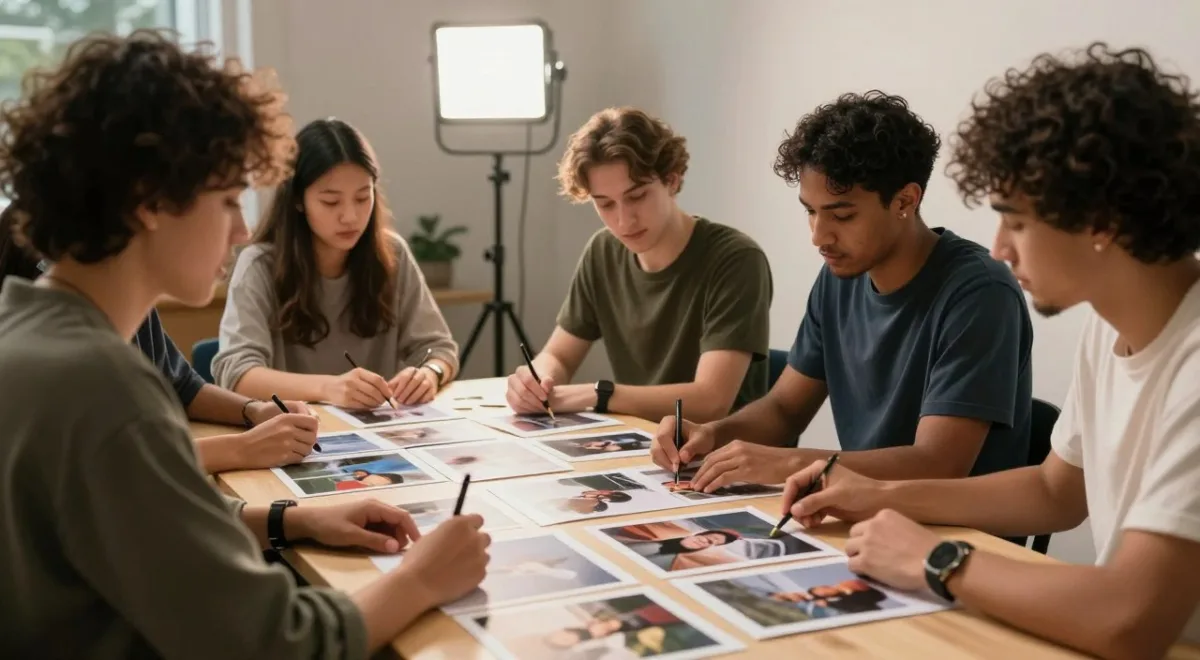 Photographers collaborating on a visual storytelling project