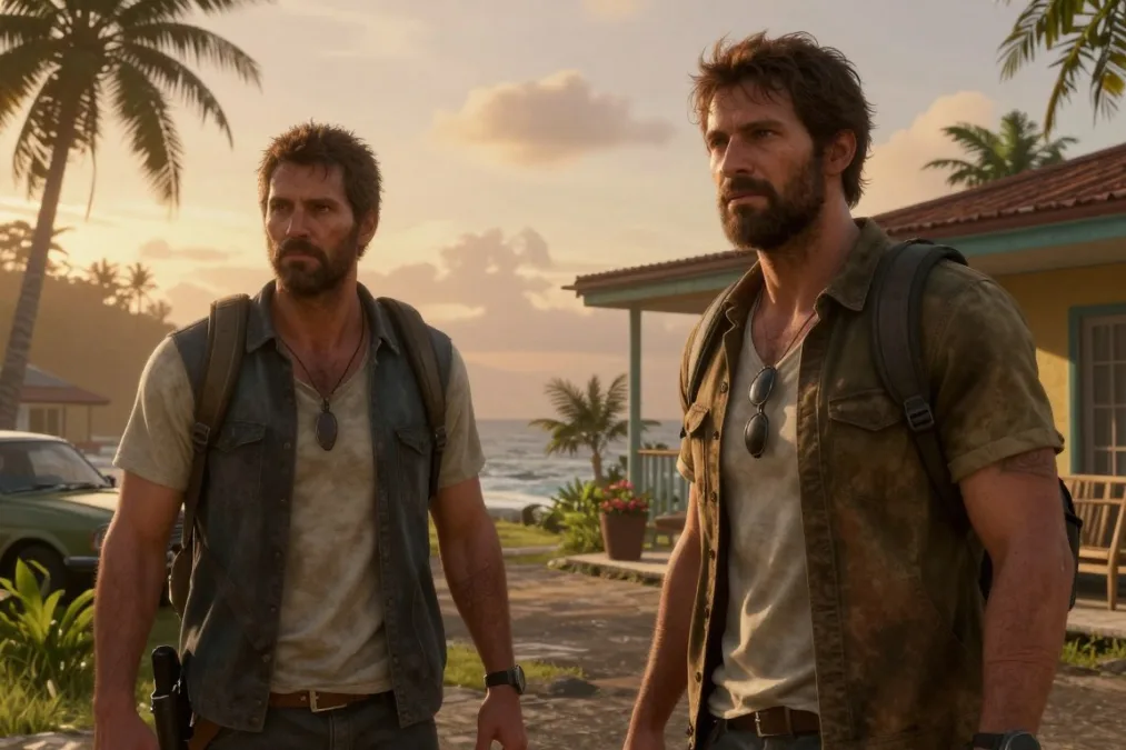 Two GTA 6 protagonists planning a mission in Vice City
