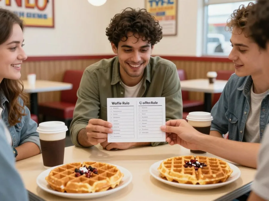 Waffle House fantasy football punishment meal with a rule card