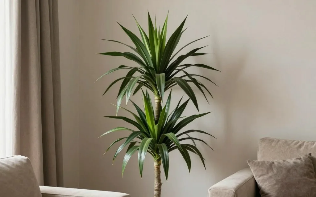 dracaena placed in a shaded living room corner