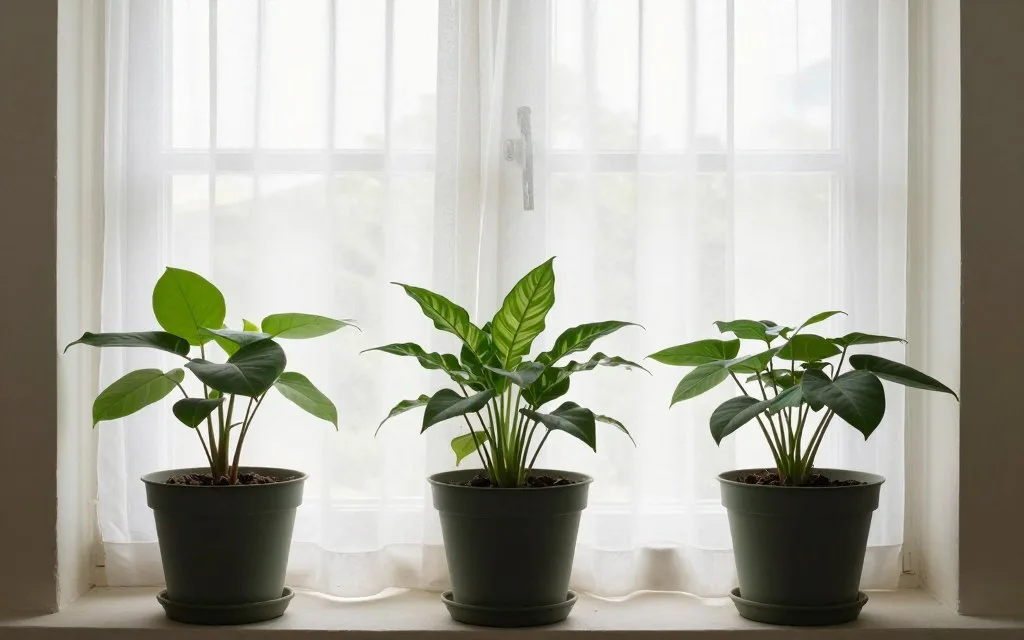 indoor plant placement near a window with filtered bright light