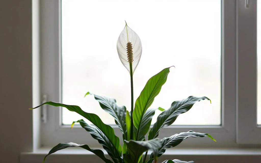 peace lily placed in bright indirect light beside a window