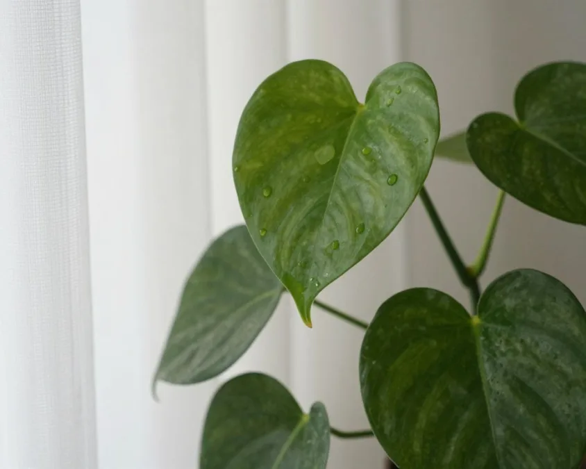 pothos leaves receiving soft indirect light indoors